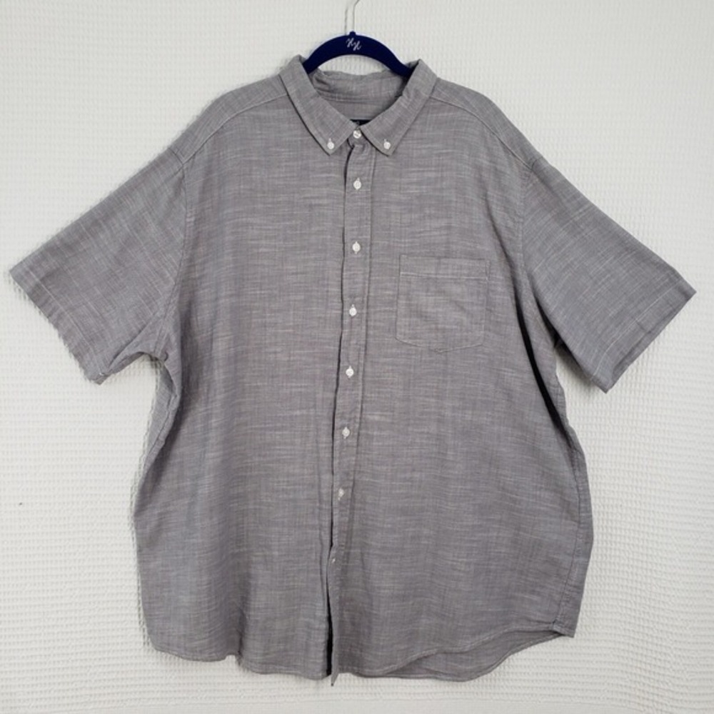 George Button Down Shirt Mens 2XL 50-52 Grey Classic Fit Short Sleeve Casual Dad - Picture 3 of 16